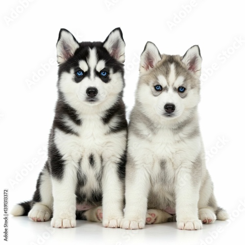 Beautiful Husky Puppy on Straw with Sparkling Eyes