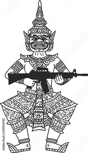 hai Mythological Giant Holding Modern Assault Rifle