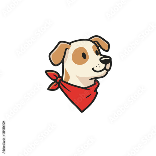 Cute dog with a red bandana cartoon