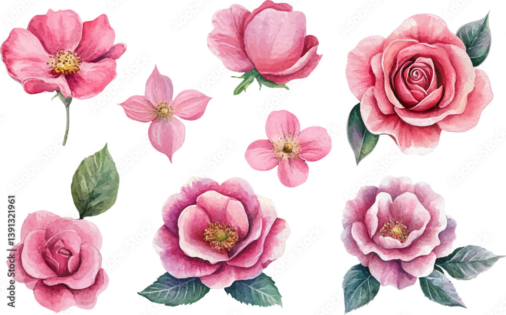 custom made wallpaper toronto digitalRealistic Watercolor Pink Rose