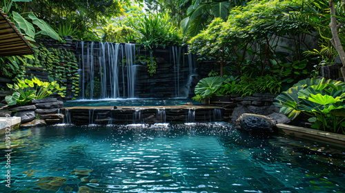 Beautiful Bali Waterfall With Pool