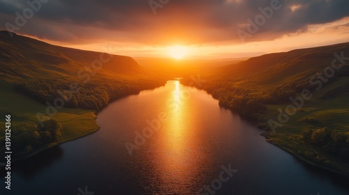Sunset river landscape photography