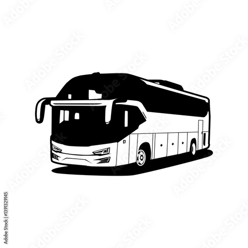 bus transportation vector monochrome illustration