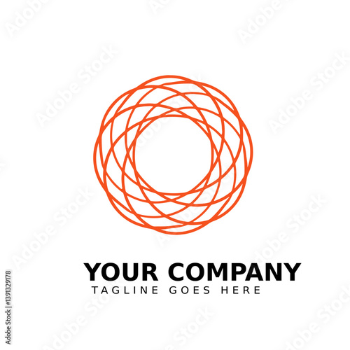 Abstract orange circular line-based business logo