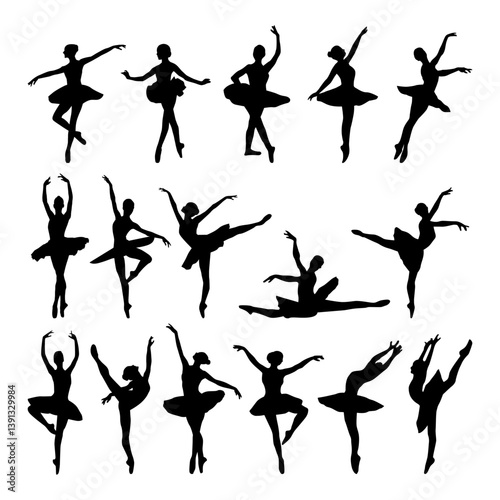 vector ballet dancer silhouette of dancing ballerina illustration