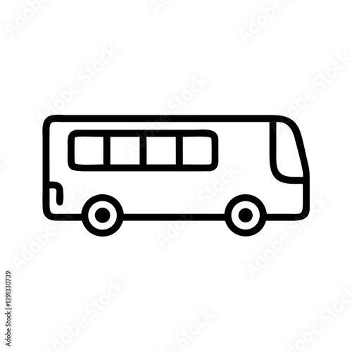 Simple Linear Bus Icon Against White Background  