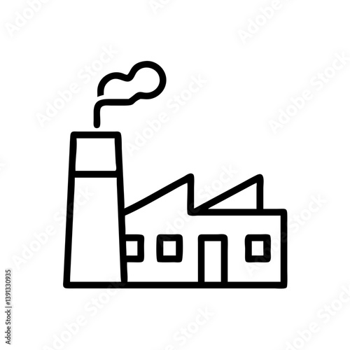 Factory Icon in Minimalist Style with Black Outline  