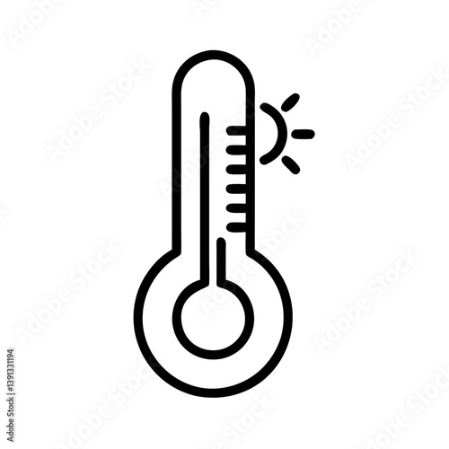 Temperature Icon Indicating Heat Measurement in Simple Line Art  