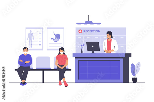 Reception Hospital Room Illustration. Illustrations for websites, landing pages, mobile apps, posters and banners