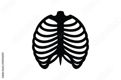 Human rib cage icon silhouette on white background