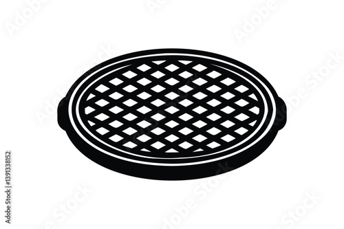 Manhole sewer cover silhouette