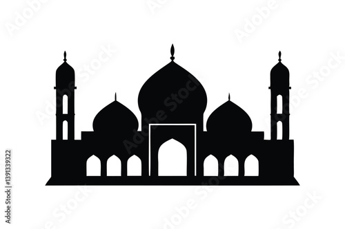 Mosque silhouette on white background