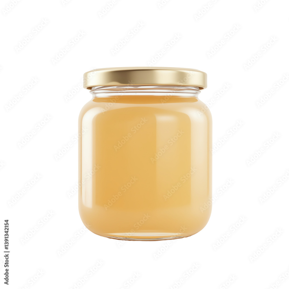 Delicious honey jar with golden contents. Delicious honey jar with golden contents.