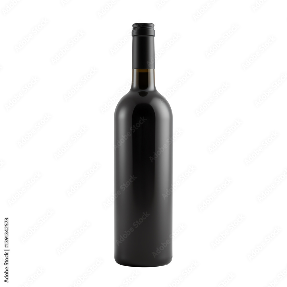 Elegant black wine bottle on a white background. Elegant black wine bottle on a white background.