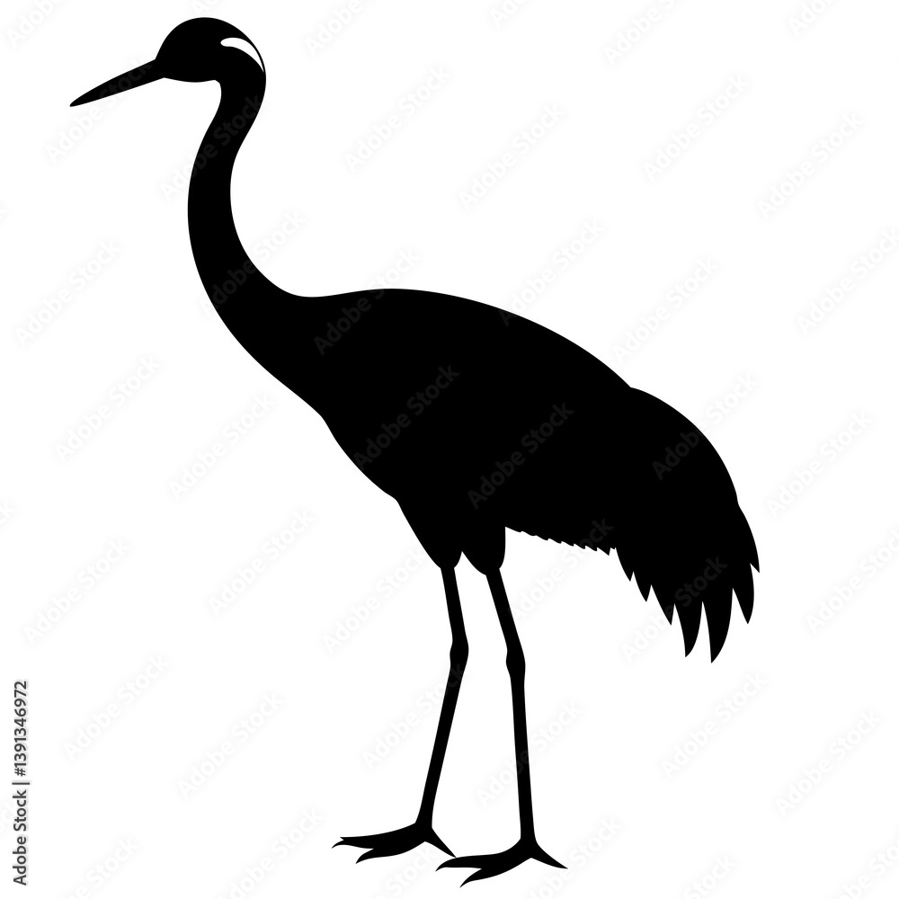 Obraz premium Crane silhouette vector isolated on white background