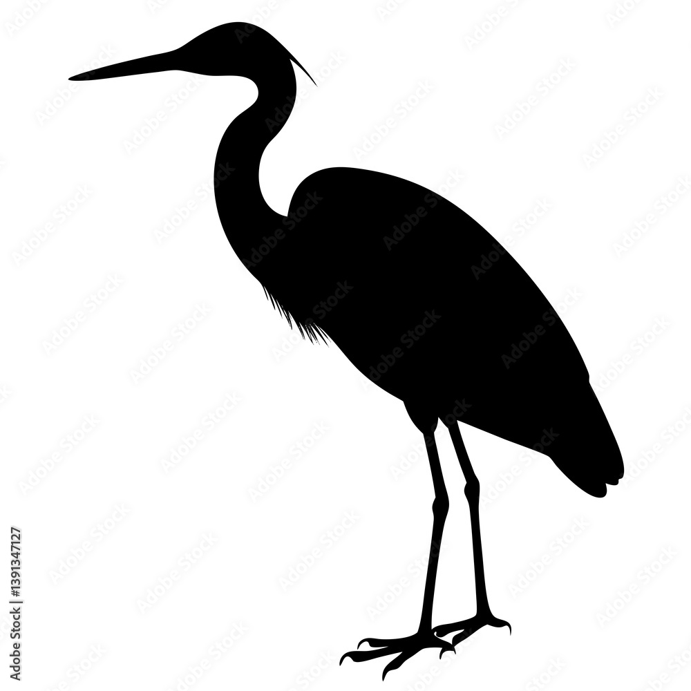 Obraz premium Heron silhouette vector isolated on white background