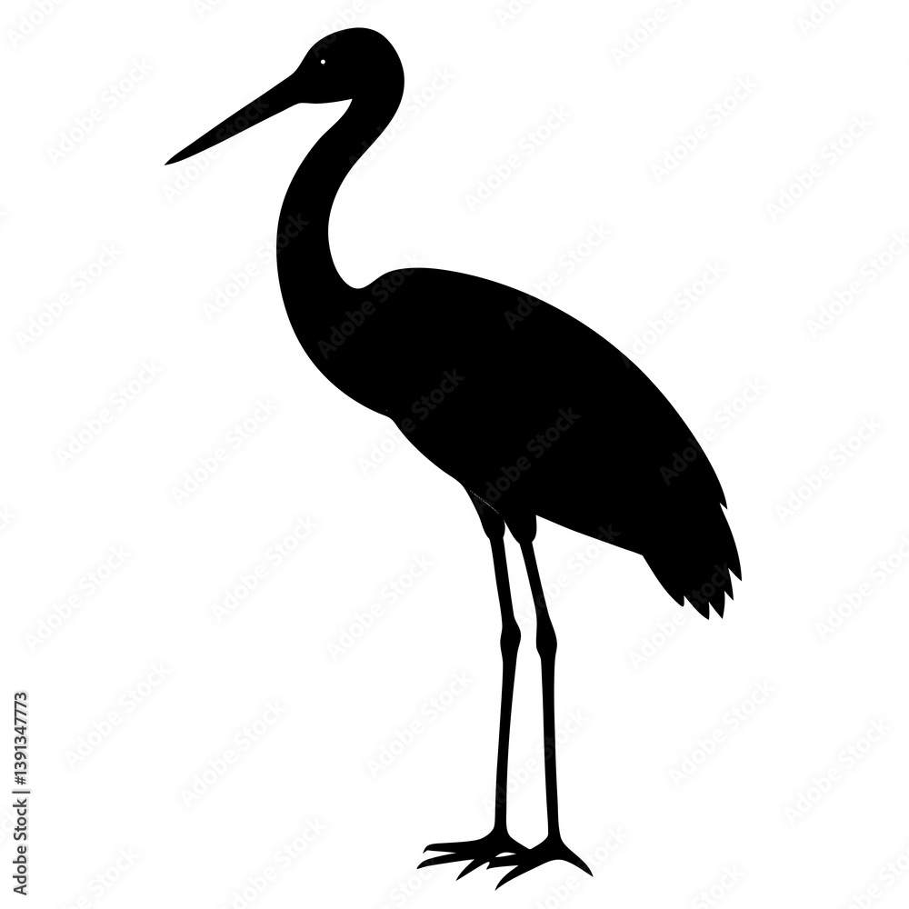 Fototapeta premium Stork silhouette vector isolated on white background