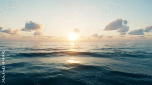 Wallpaper Mural Serene ocean sunset with calm waves and soft clouds Torontodigital.ca