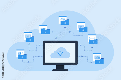 business technology online cloud computing connection server service concept. datacenter security concept. 