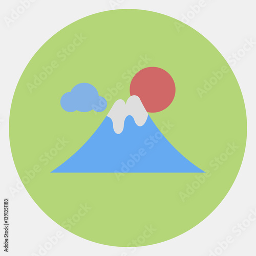 Icon fuji mountain. Japan elements. Icons in color mate style. Good for prints, posters, logo, advertisement, infographics, etc.