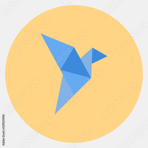 Icon origami bird. Japan elements. Icons in color mate style. Good for prints, posters, logo, advertisement, infographics, etc.