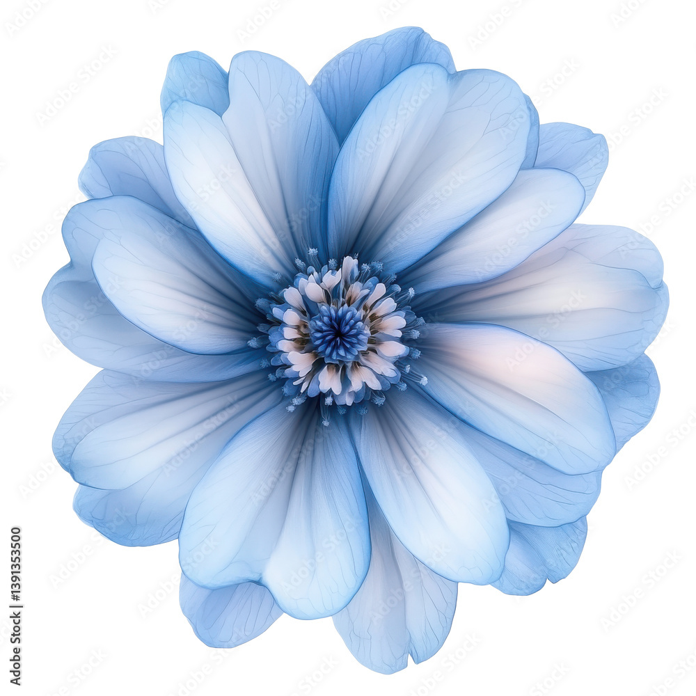 Fototapeta premium Blue flower bloom on a transparent background