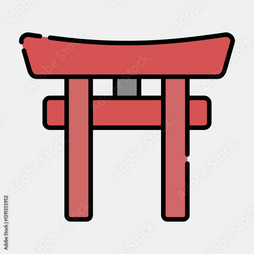 Icon torii gate. Japan elements. Icons in filled line style. Good for prints, posters, logo, advertisement, infographics, etc.
