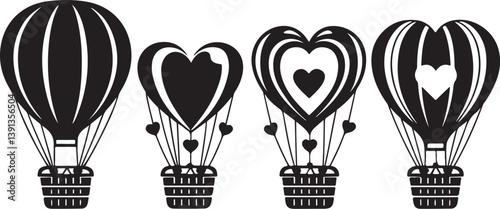 "Romantic Hot Air Balloon Silhouette Bundle"
