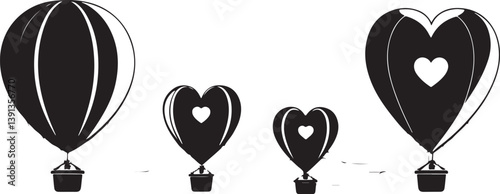 "Romantic Hot Air Balloon Silhouette Bundle"