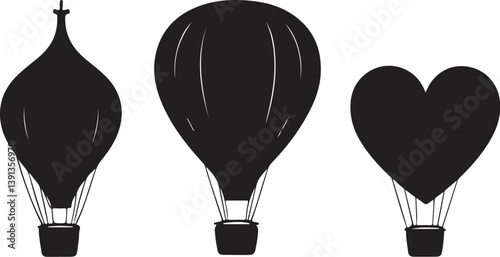 "Romantic Hot Air Balloon Silhouette Bundle"