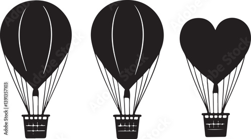 "Romantic Hot Air Balloon Silhouette Bundle"