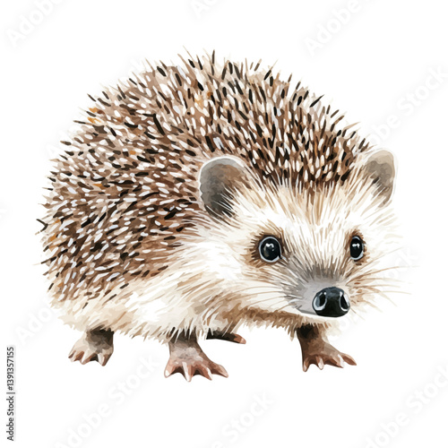 Hedgehog, watercolor illustration, isolated on a white background.

