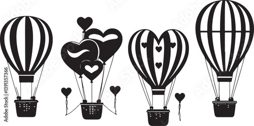"Romantic Hot Air Balloon Silhouette Bundle"