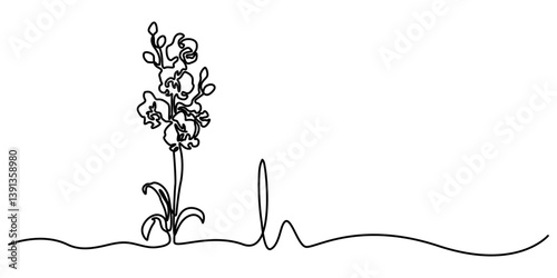 Single continuous line drawing orchid flower. Hand drawn orchid flowers. Minimalist art vector minimalism. Adding beauty to the interior of the room. One line design vector illustration.