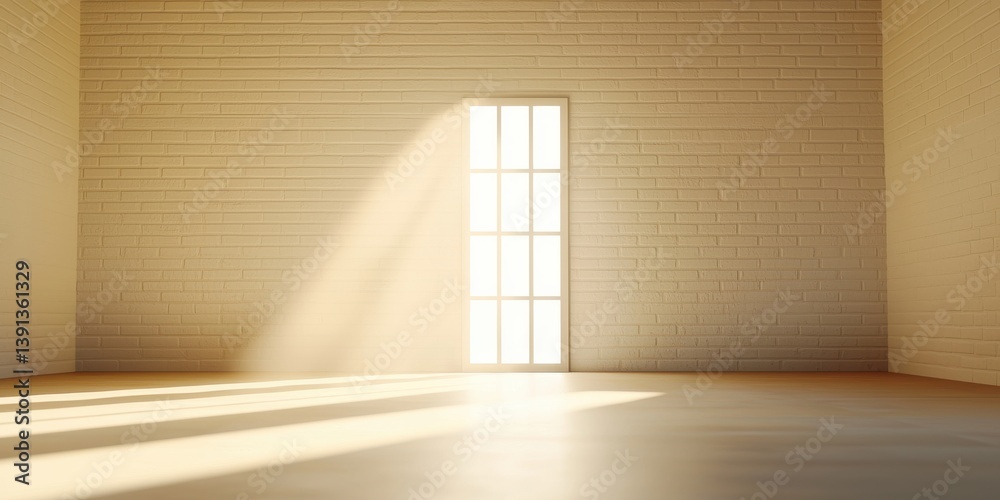 Fototapeta premium Empty Room Illuminated by Sunlight Through a Window, Architectural Design Concept