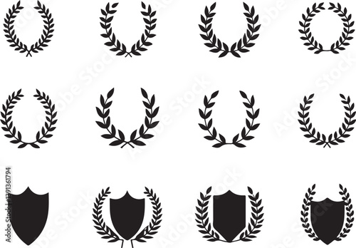 Heraldic Crest & Laurel Wreath SVG Bundle | Vintage Shield Emblems & Ribbon Banner Clipart | Vector Design for Logos, Certificates & Crafts
\