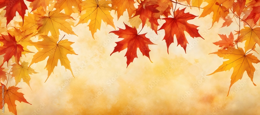 Vibrant Autumnal Maple Leaves Displaying Shades Of Red Yellow And Orange Against A Textured Warm Background Vibrant Autumnal Maple Leaves Displaying Shades Of Red Yellow And Orange Against A Textured Warm Background
