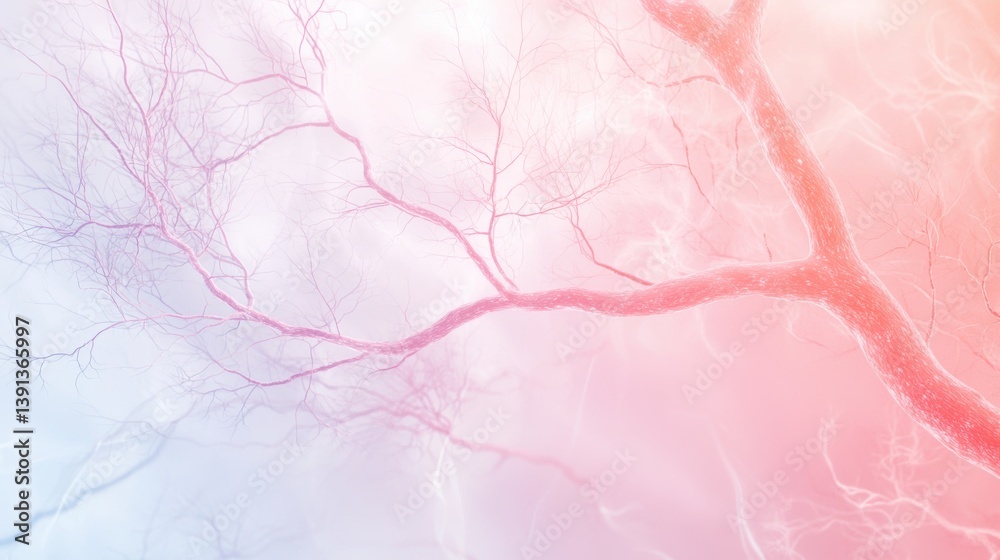 Serene Abstract Branching: Delicate Pink and Blue Hues, Nature's Artistry, Subtle Elegance Serene Abstract Branching: Delicate Pink and Blue Hues, Nature's Artistry, Subtle Elegance