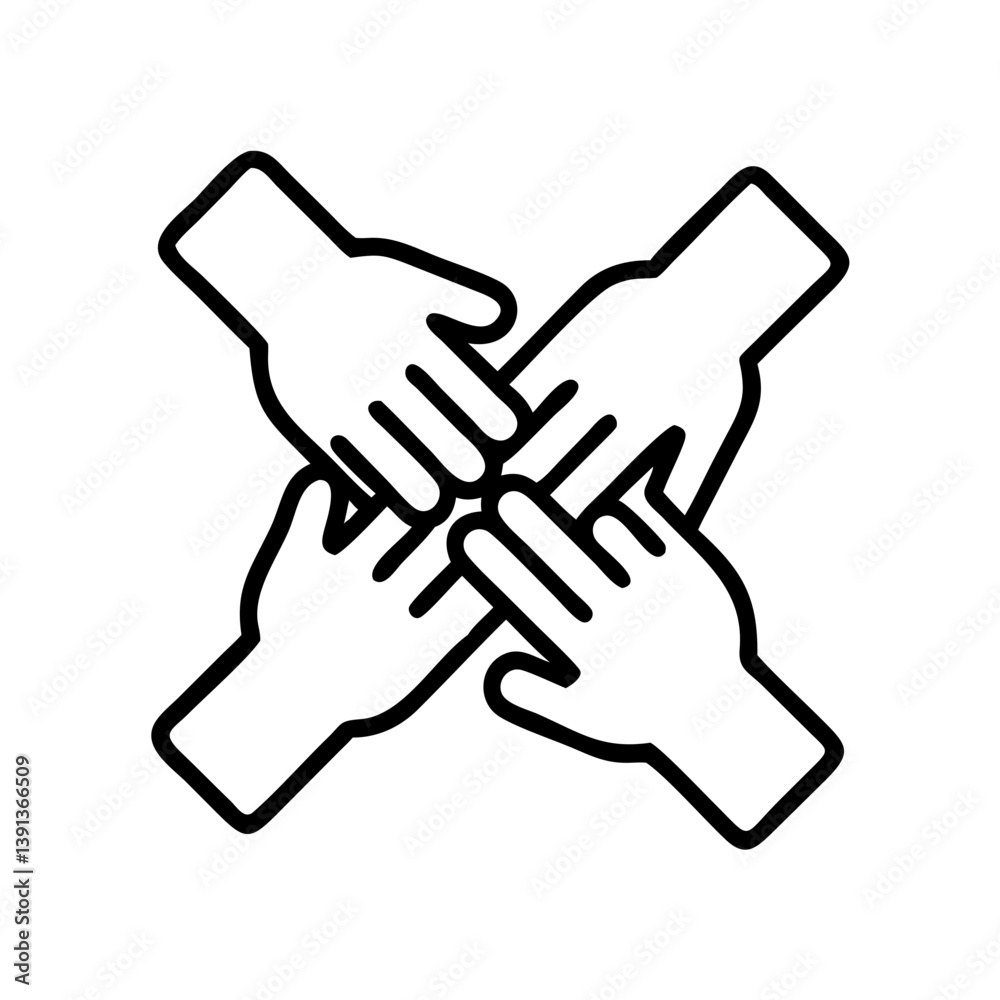 Three Hands in Unity Gesture Icon Design Three Hands in Unity Gesture Icon Design