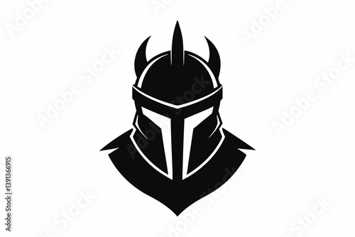 knight helmet design silhouette vector illustration