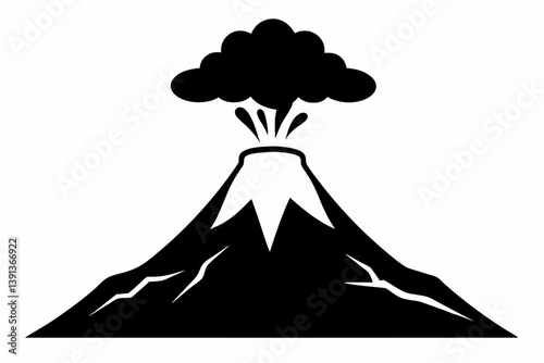 a volcano erupting design silhouette vector illustration