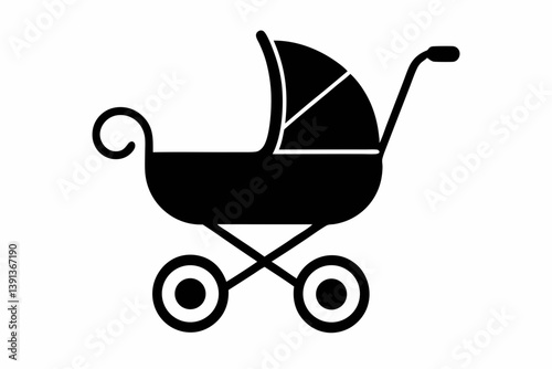 baby stroller design silhouette vector illustration