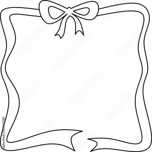 Outline ribbon frame design vector,line ribbon frame design illustration, line ribbon boarder frame design image for template, banner, web and background 