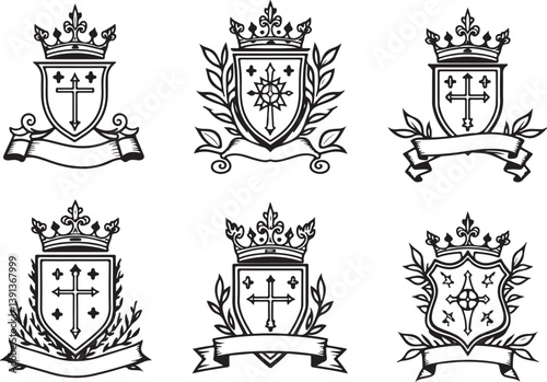 Heraldic Crest & Laurel Wreath SVG Bundle | Vintage Shield Emblems & Ribbon Banner Clipart | Vector Design for Logos, Certificates & Crafts
\