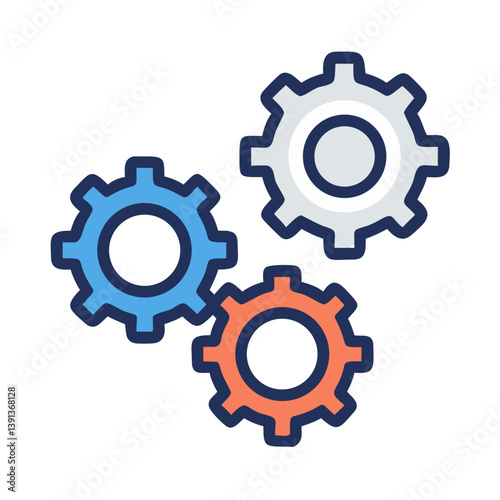 Three Interlocked Gears Representing Workflow Optimization Icon Design