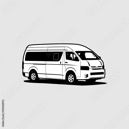 van mpv commuter travel bus vector silhouette