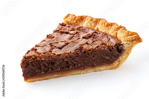 A realistic photo of Chocolate Chess Pie, hyper-realistic, isolated on white