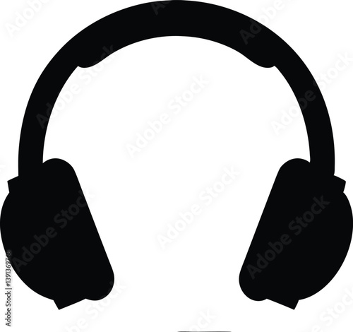 Headphones black silhouette vector, earphone black vector, Headphones clip art