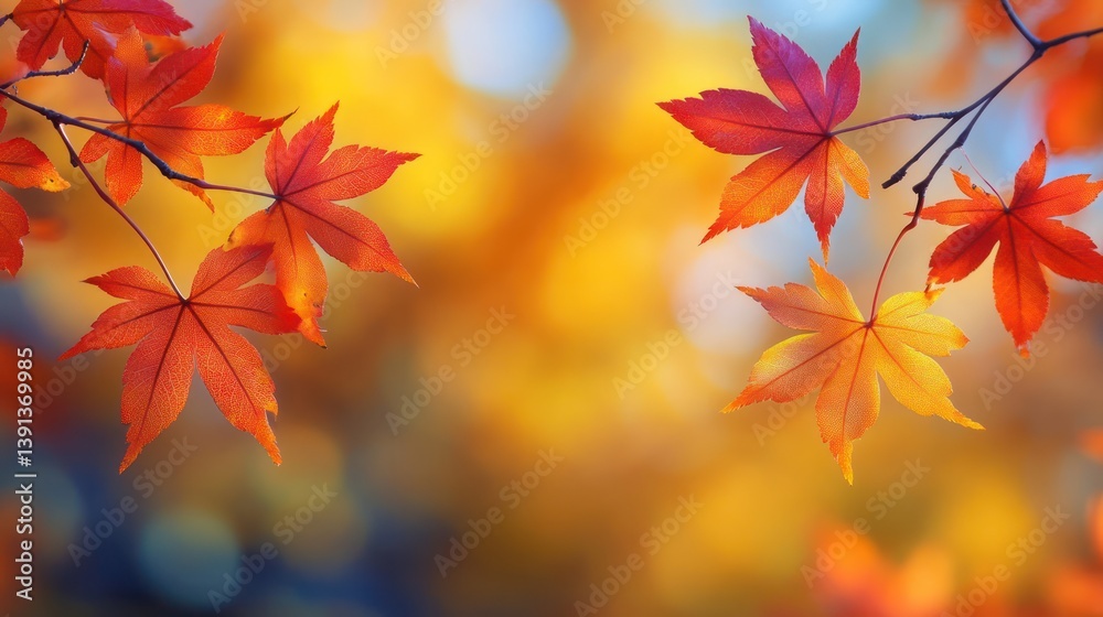 Autumn Maple Leaves, Garden, Bokeh Background, Fall, Nature Autumn Maple Leaves, Garden, Bokeh Background, Fall, Nature