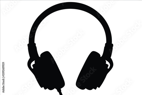 Headphones black silhouette vector, earphone black vector, Headphones clip art